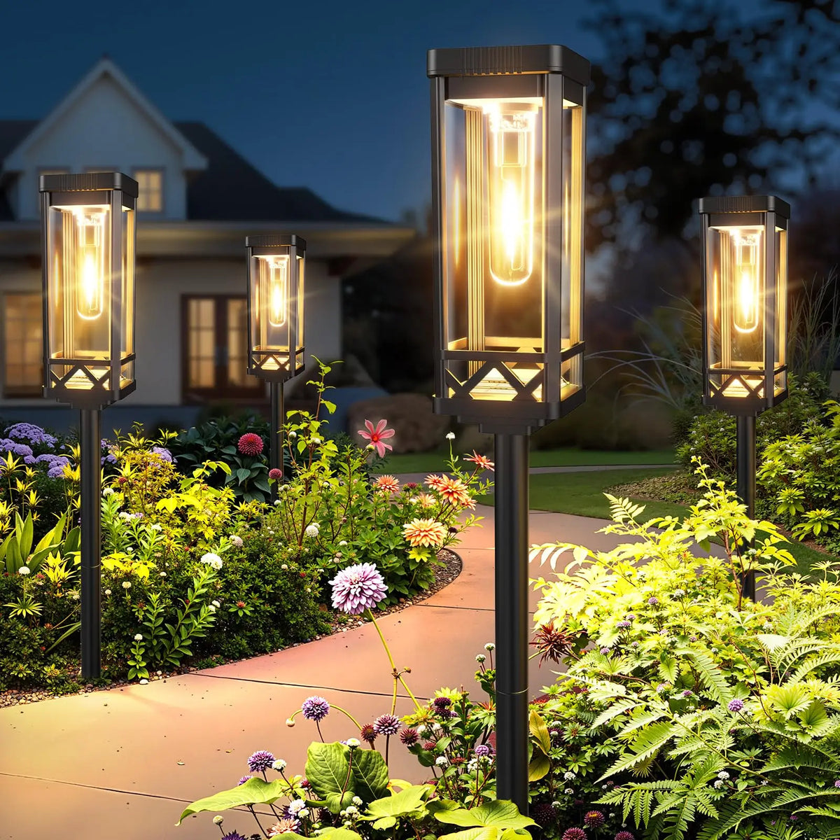 Solar Waterproof IP65 LED Pathway Lights Outdoor Driveway Lawn Patio Sidewalk Yard