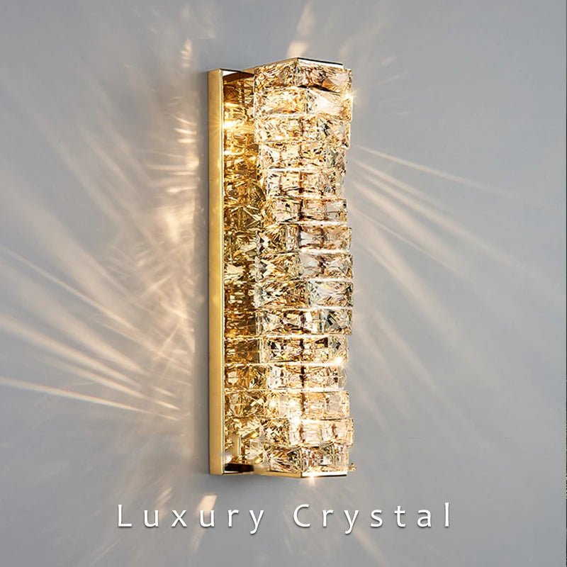 Dimmable Modern Luxury Crystal Design LED Wall Light Bedroom Living Room