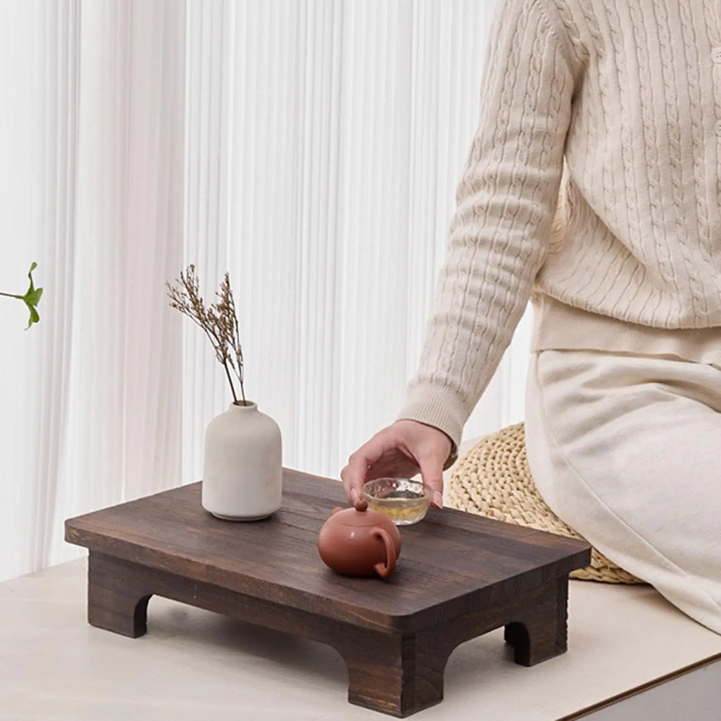 Wood Low Tatami Coffee Tea Table Compact Balcony Living Room Window Sill