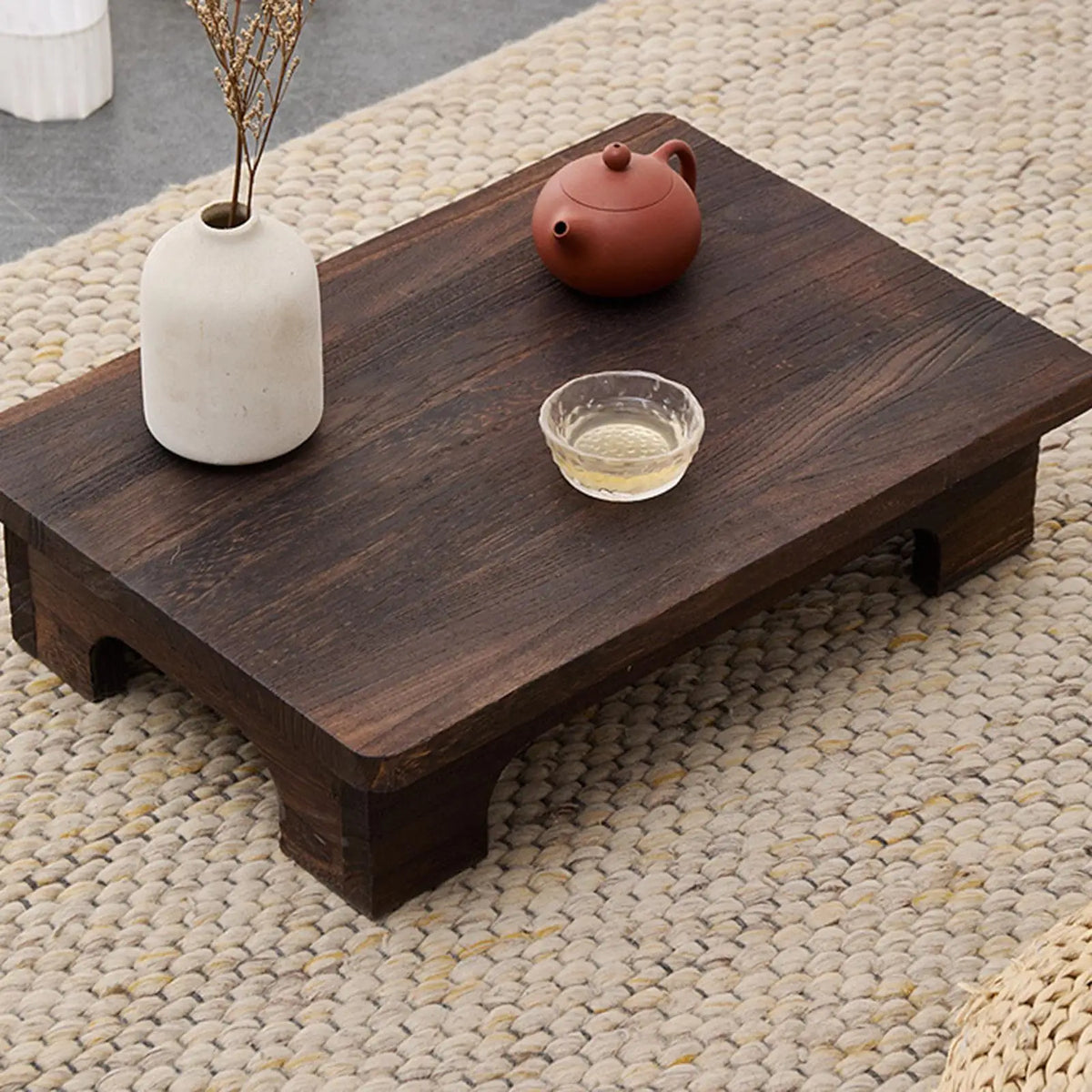 Wood Low Tatami Coffee Tea Table Compact Balcony Living Room Window Sill