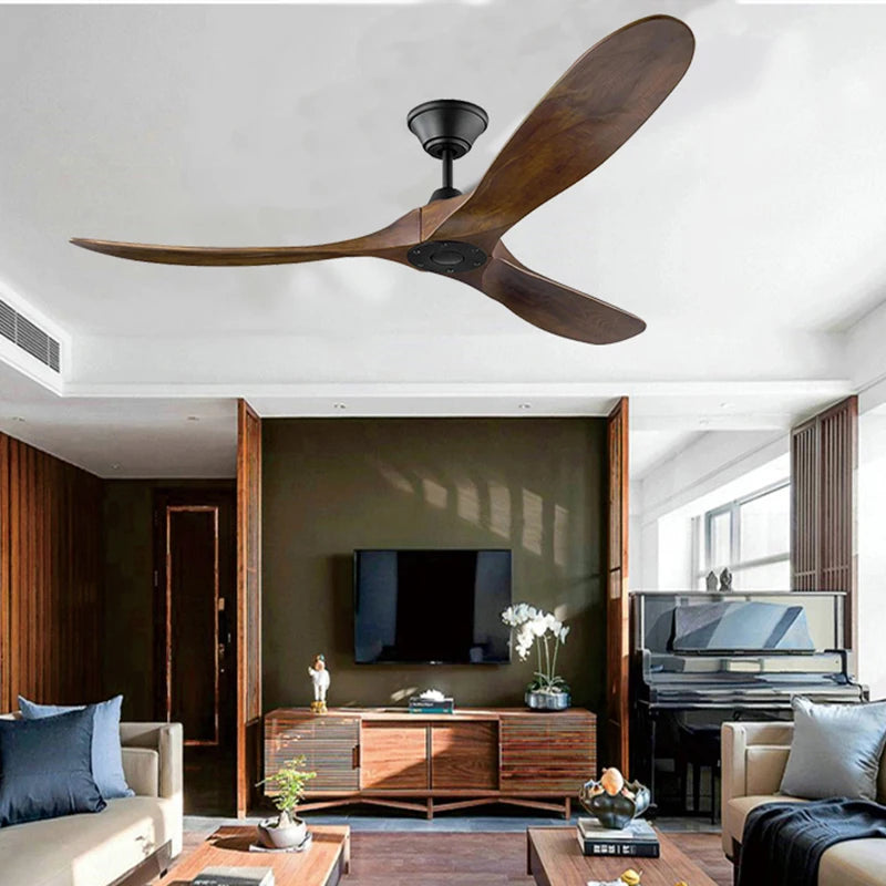70-Inch Large Wood Blade DC Motor Reverse Ceiling Fan with Remote Control