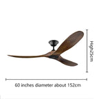 70-Inch Large Wood Blade DC Motor Reverse Ceiling Fan with Remote Control