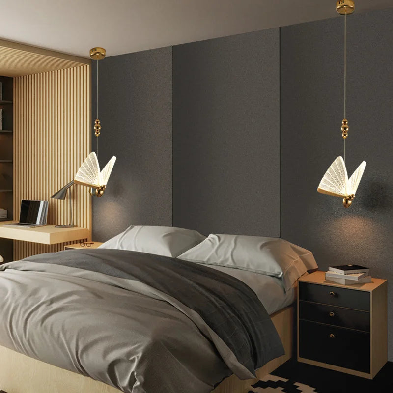 Nordic Butterfly LED Pendant Light Tricolor Golden Silver Hanging Lamp – photo 18