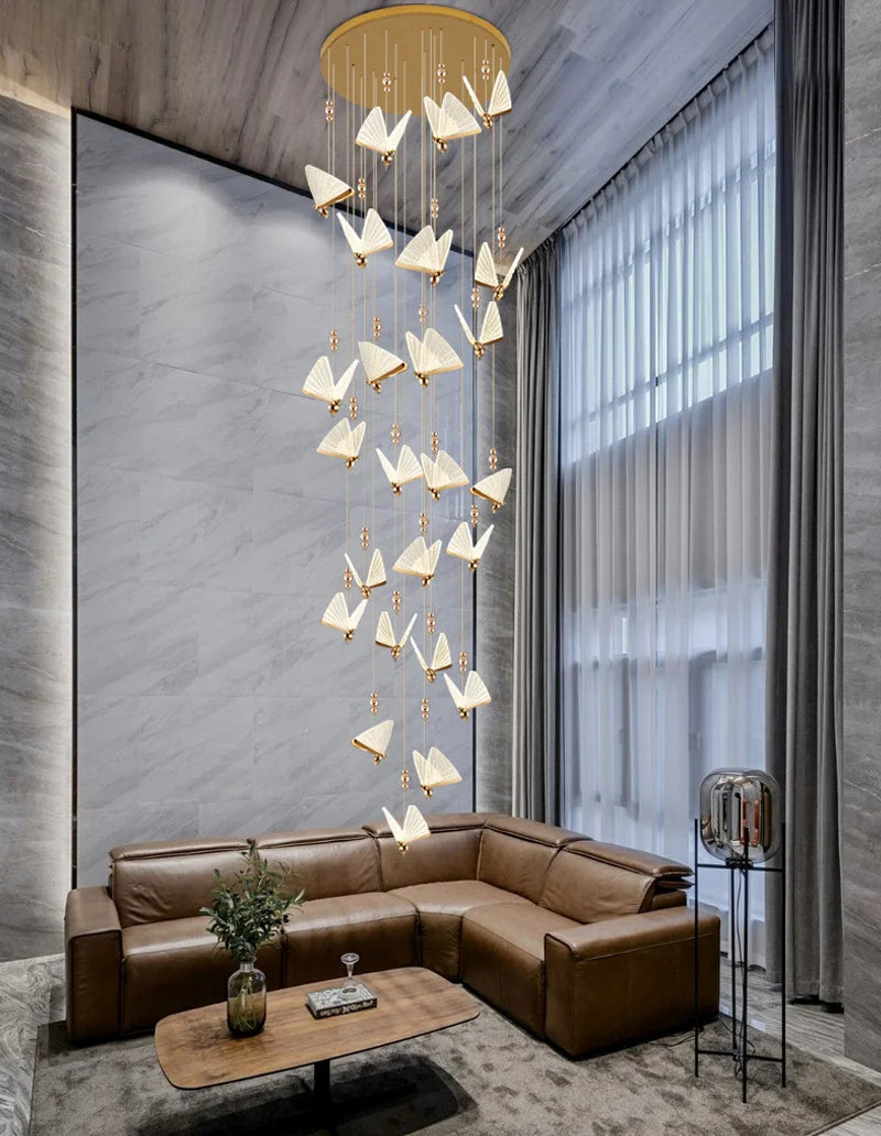 Nordic Butterfly LED Pendant Light Tricolor Golden Silver Hanging Lamp – photo 26