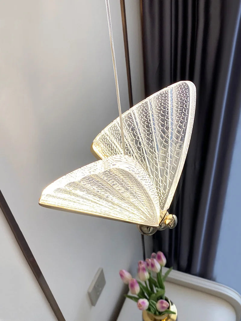 Nordic Butterfly LED Pendant Light Tricolor Golden Silver Hanging Lamp – photo 8