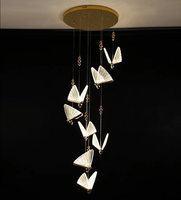 Nordic Butterfly LED Pendant Light Tricolor Golden Silver Hanging Lamp – photo 31