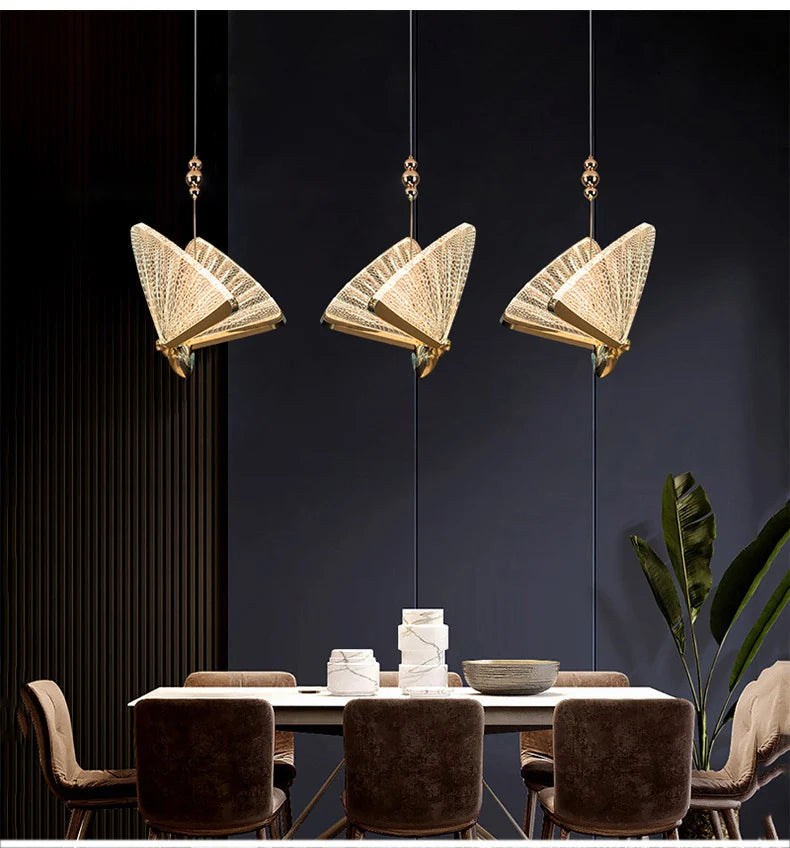 Nordic Butterfly LED Pendant Light Tricolor Golden Silver Hanging Lamp – photo 24