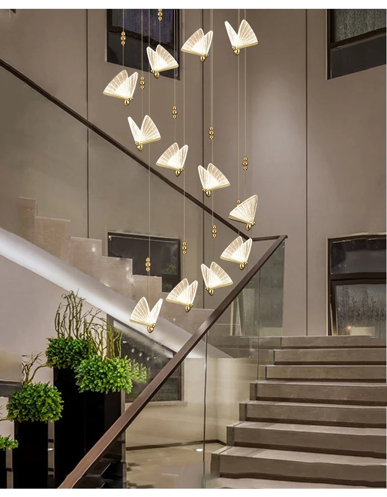 Nordic Butterfly LED Pendant Light Tricolor Golden Silver Hanging Lamp – photo 28