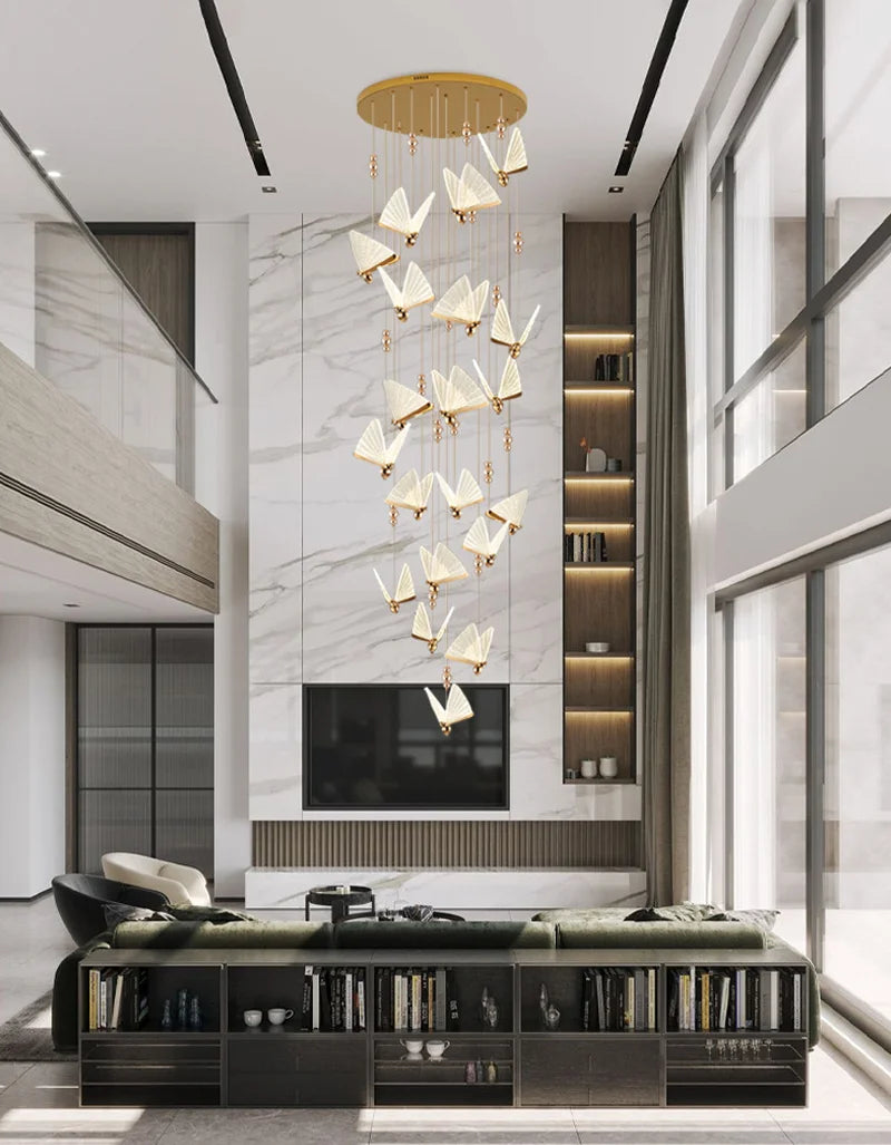 Nordic Butterfly LED Pendant Light Tricolor Golden Silver Hanging Lamp – photo 25