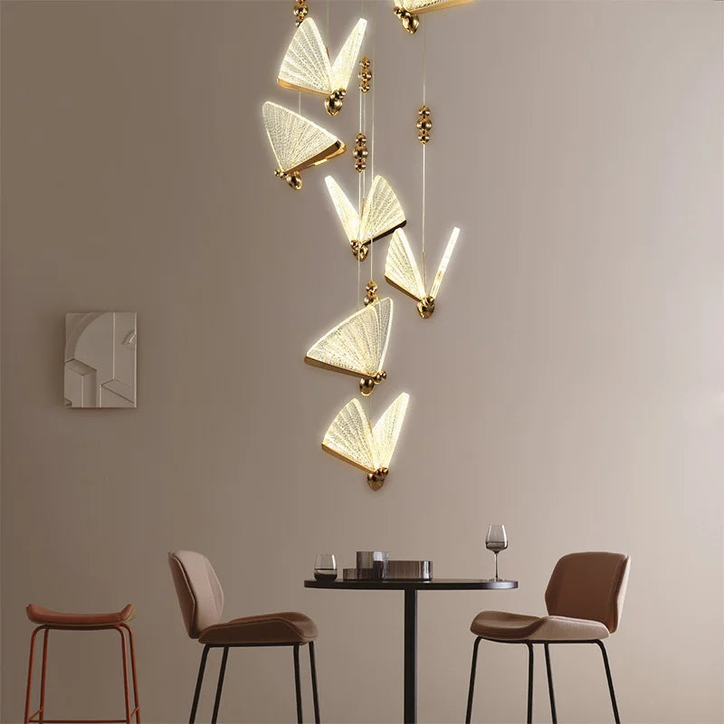 Nordic Butterfly LED Pendant Light Tricolor Golden Silver Hanging Lamp – photo 30