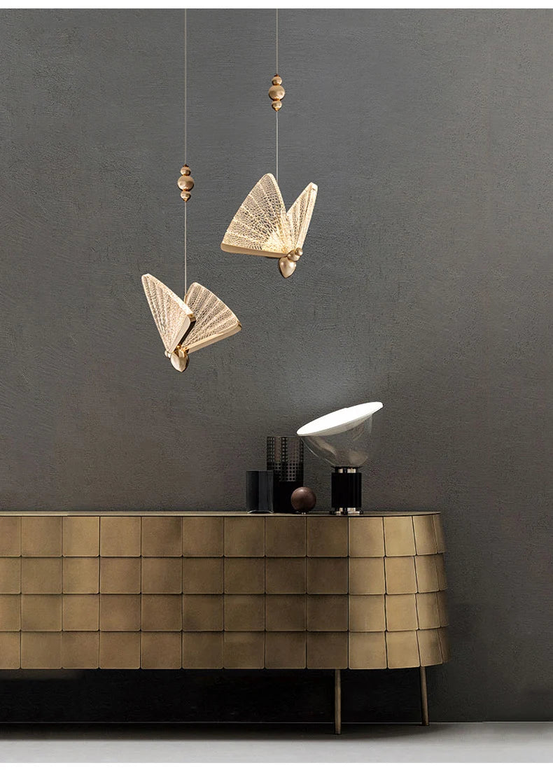 Nordic Butterfly LED Pendant Light Tricolor Golden Silver Hanging Lamp – photo 19
