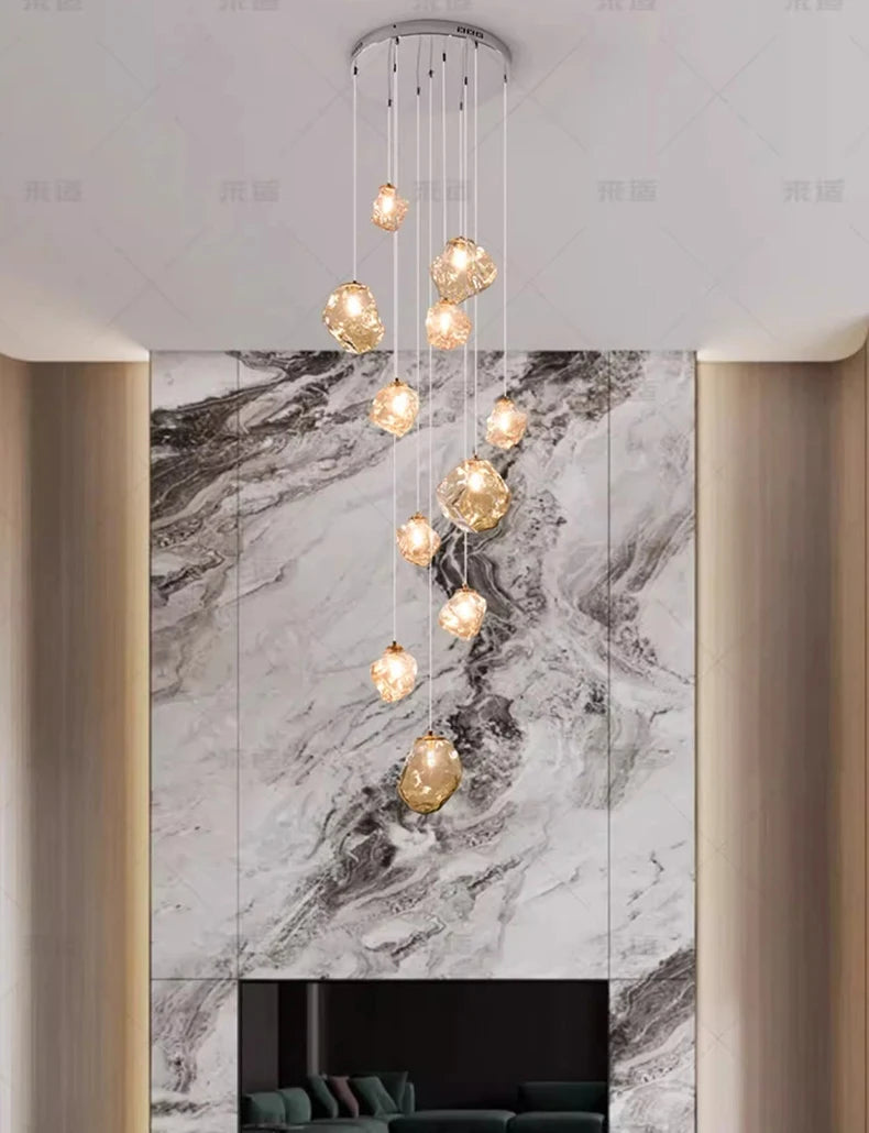 Modern LED Multi Head Staircase Chandelier Pendant Light with Remote Control – photo 21