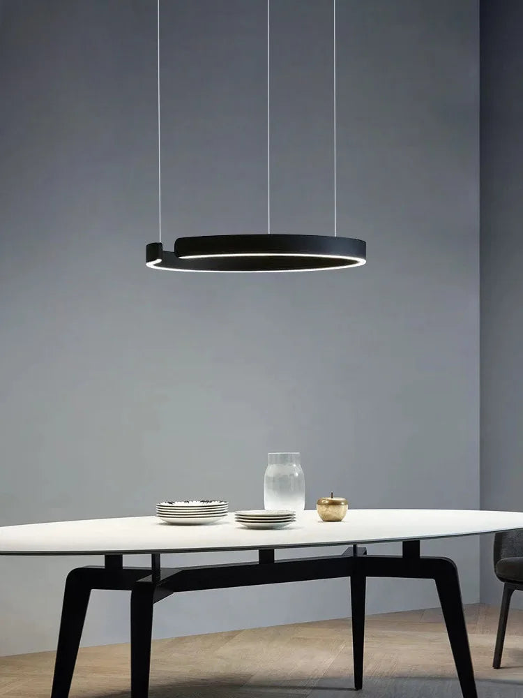 Dimmable Nordic Modern Round Ring LED Pendant Light Chandelier Living Room Bedroom
