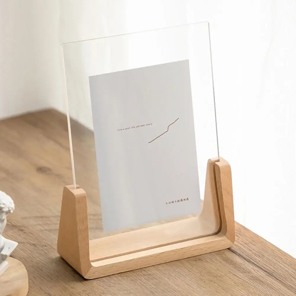 U-Shaped Acrylic and Wood Desktop Photo Frame