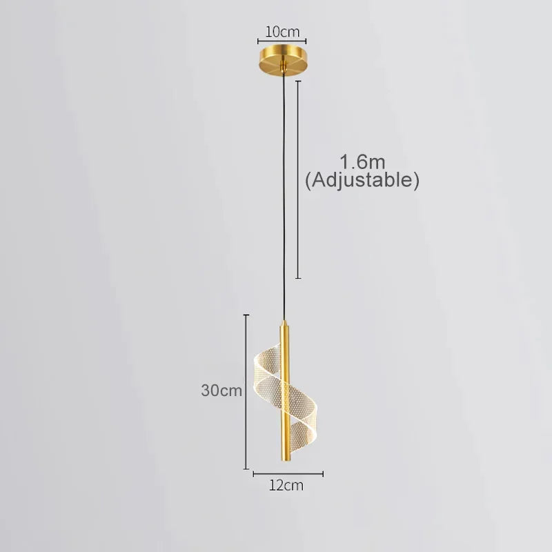 Adjustable Gold Black Metal LED Pendant Light Living Room Bedroom Cafe Bar – photo 7
