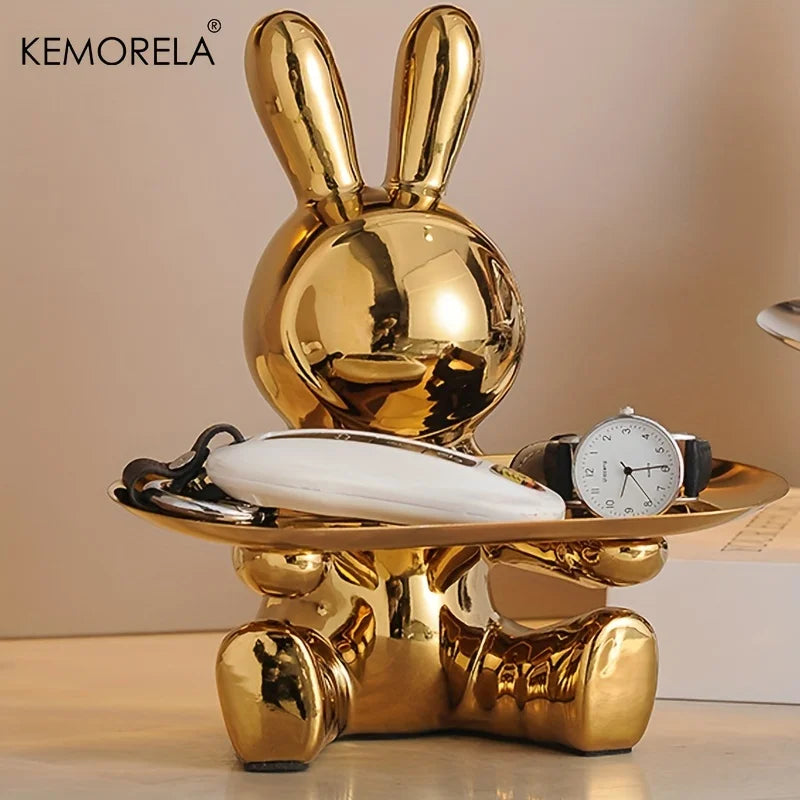 Ceramic Rabbit Key and Accessory Storage Figurine