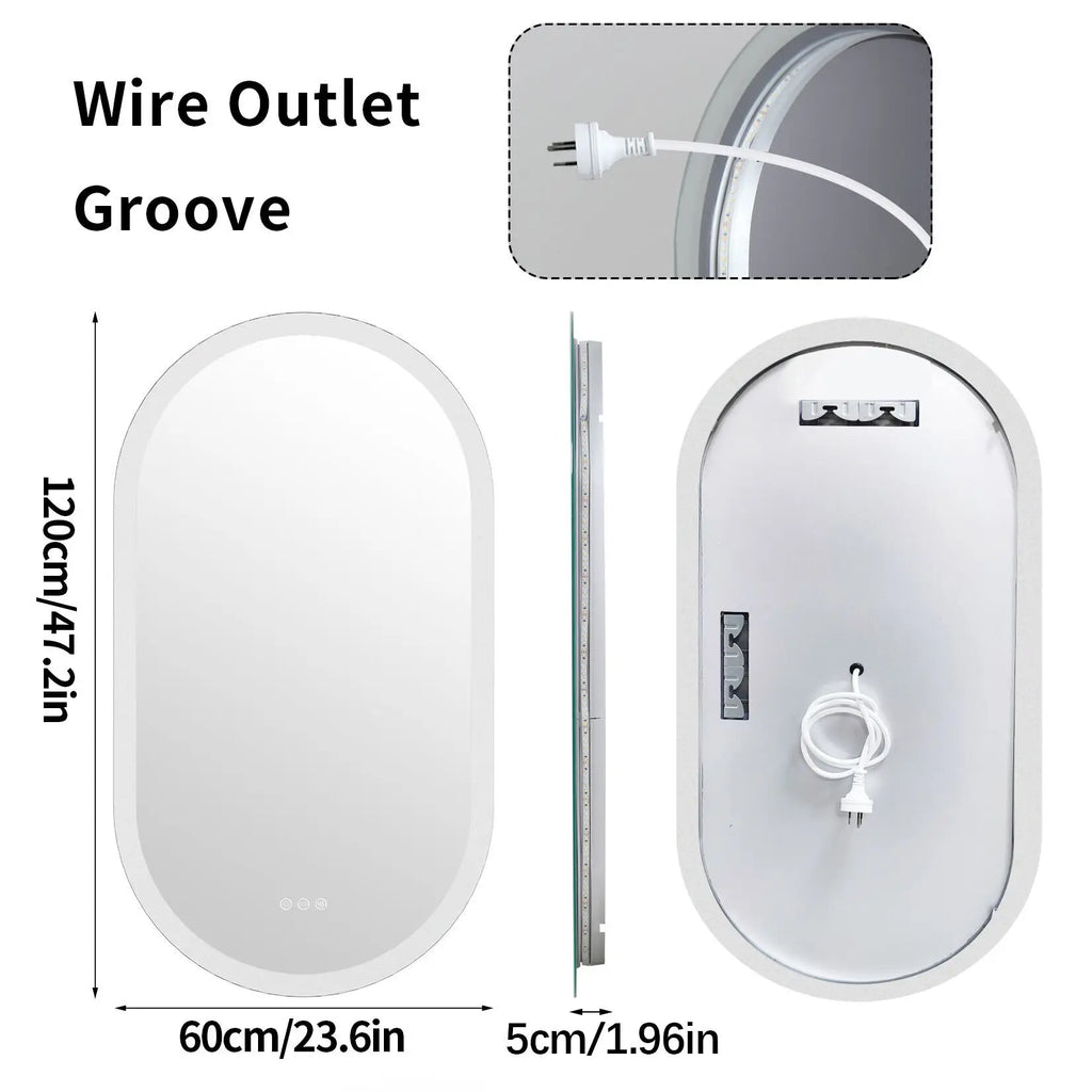 Dimmable Touch Switch Anti Fog Waterproof Oval LED Bathroom Mirror – photo 7