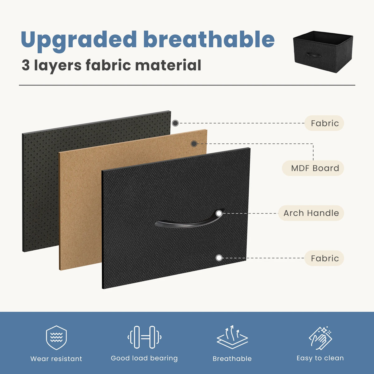 Modern Wooden 7 Fabric Drawer Storage Dresser Closet Chest Bedroom