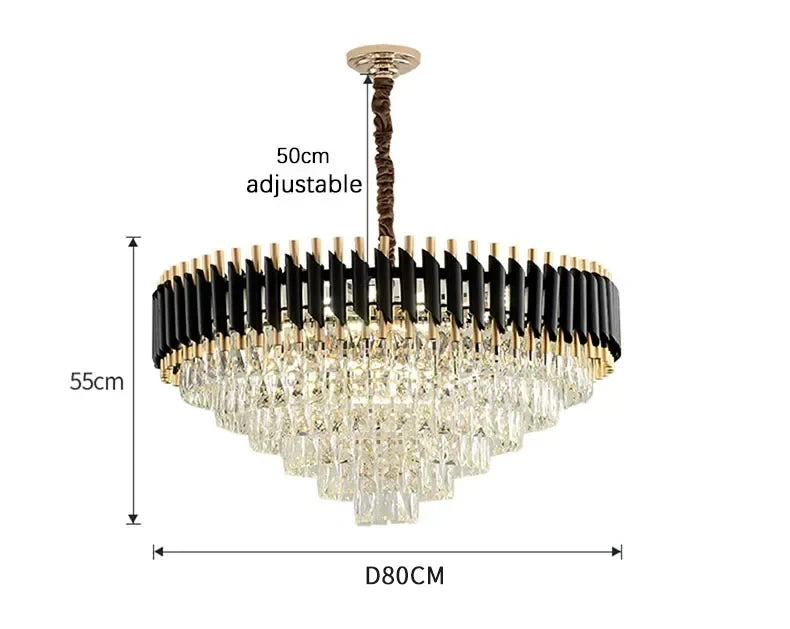 Luxury Black Gold Crystal Round LED Chandelier Pendant Light Tricolor – photo 21