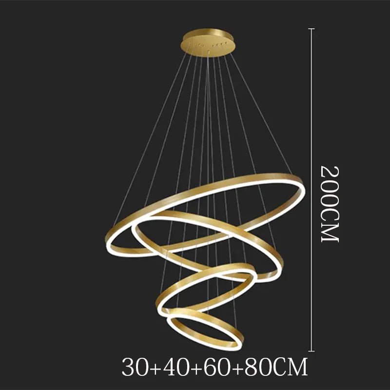 Nordic Dimmable Ring Chandelier Pendant Light with Remote