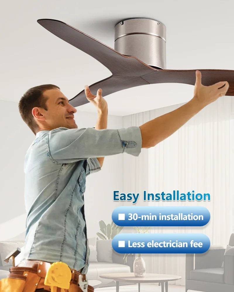 45-Inch 52-Inch Vintage Industrial Retro LED Ceiling Fan Light with Remote Control – photo 13