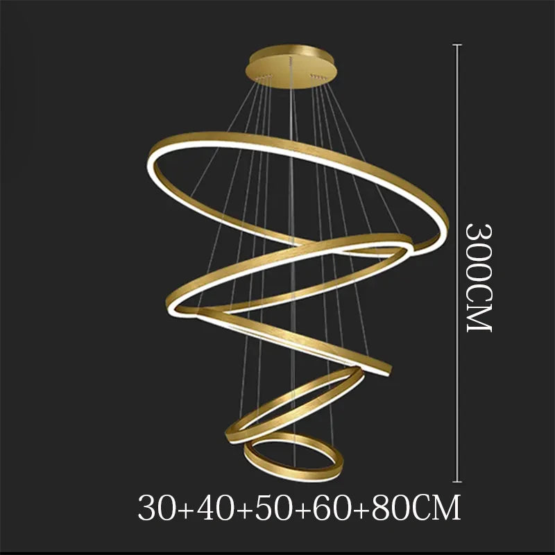 Nordic Dimmable Ring Chandelier Pendant Light with Remote