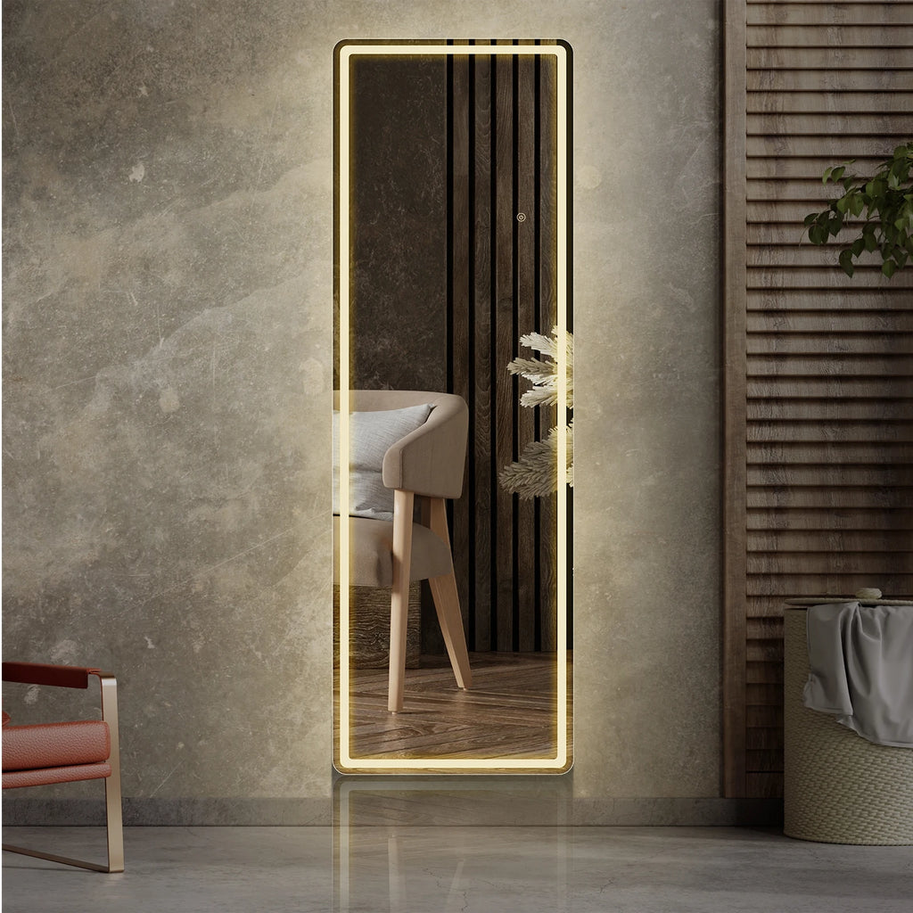 LED Aluminum Alloy Frame Full Length Standing Hanging Wall Mounted Mirror Home