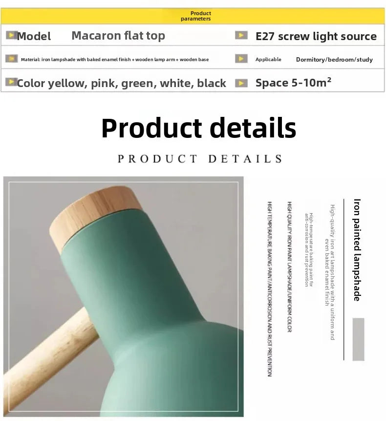 Adjustable Nordic Wooden LED Desk Lamp