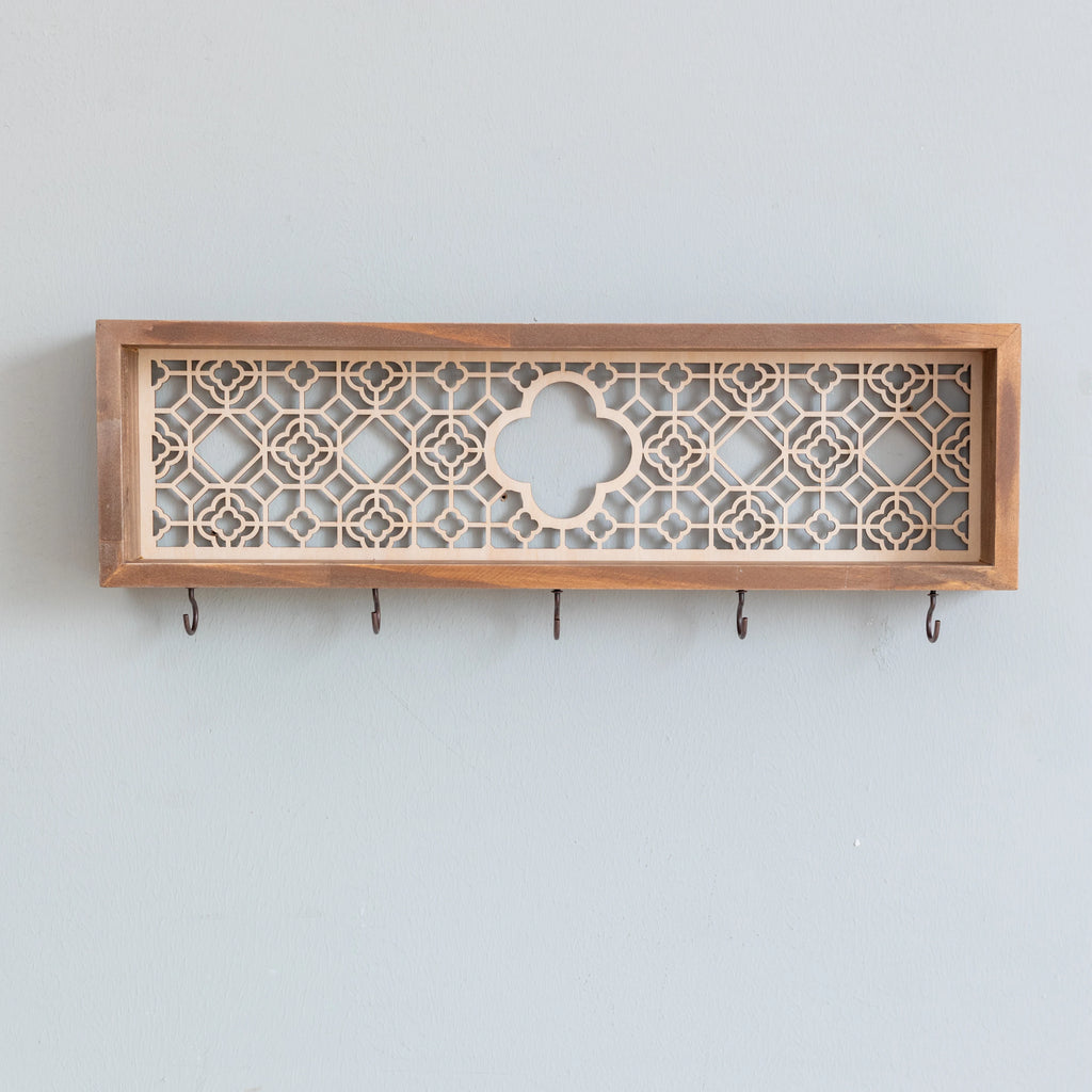 Decorative Wooden Wall Hooks and Storage Shelf