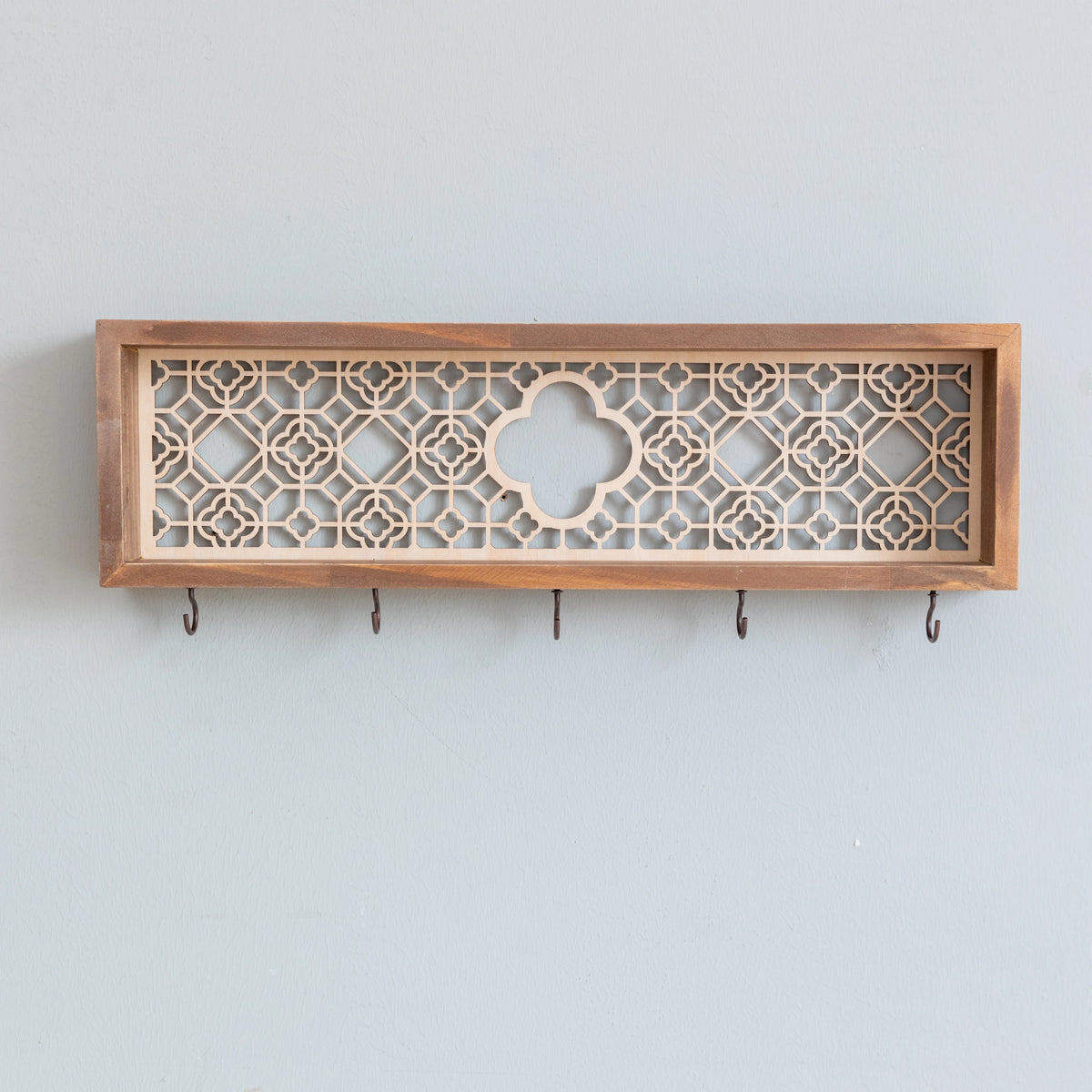 Decorative Wooden Wall Hooks and Storage Shelf