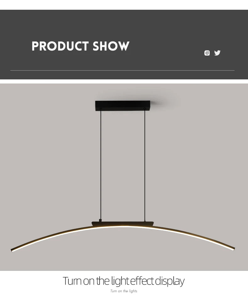 Contemporary Sleek LED Arc Adjustable Brightness Pendant Light with App Dimming – photo 22