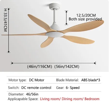 56-Inch Modern Energy Efficient DC Motor Ceiling Fan with Remote Control