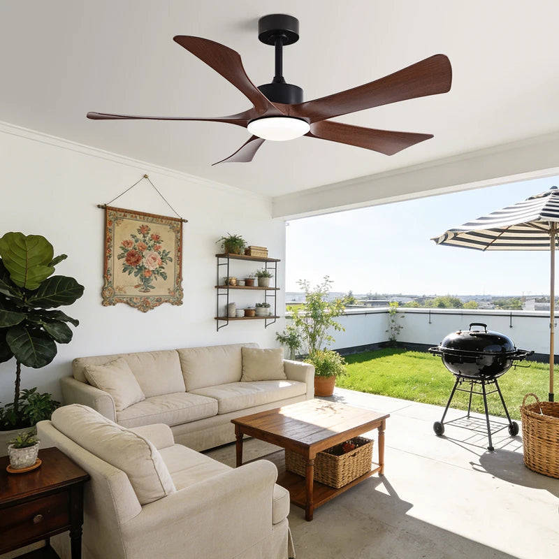 52-Inch Vintage Industrial 5-Blade LED Ceiling Fan Light with Remote Control