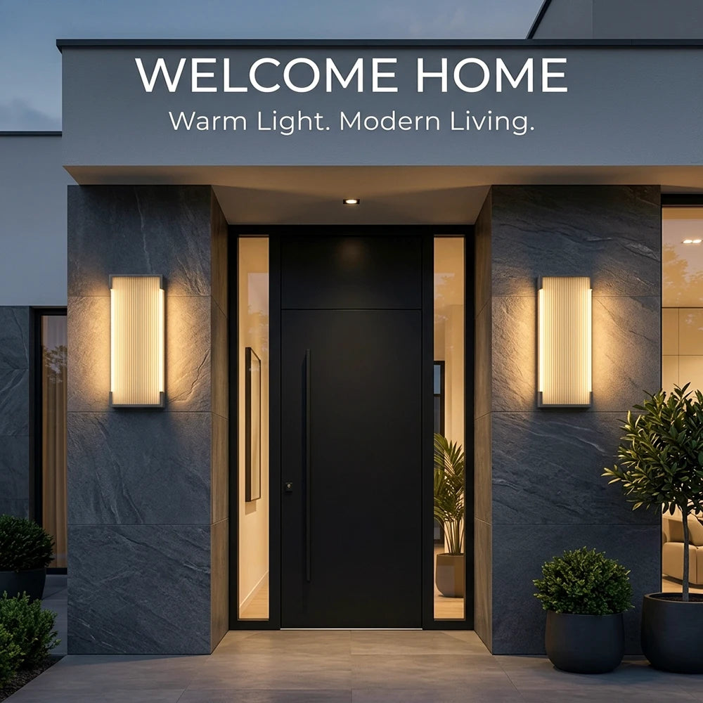 Waterproof Modern Minimalist Black Aluminum Glass 35cm Outdoor Porch Wall Sconce – photo 3