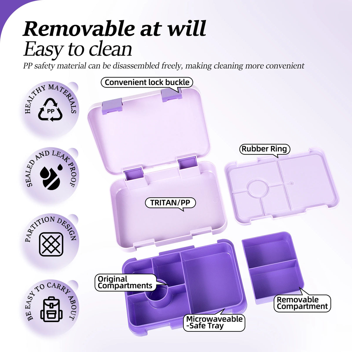 Kids Leak-Proof Microwave-Safe Bento Lunch Box