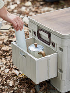 Japanese-Style Folding Storage Box with Wood Lid