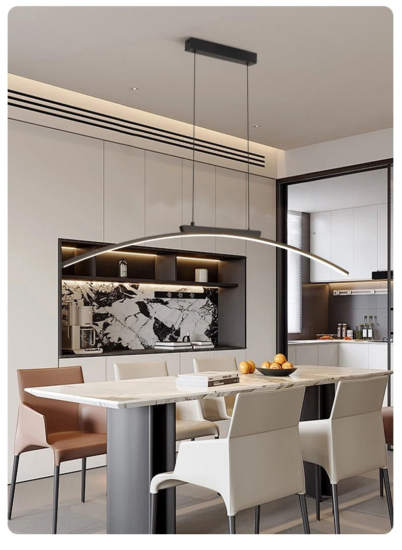 Contemporary Sleek LED Arc Adjustable Brightness Pendant Light with App Dimming – photo 17