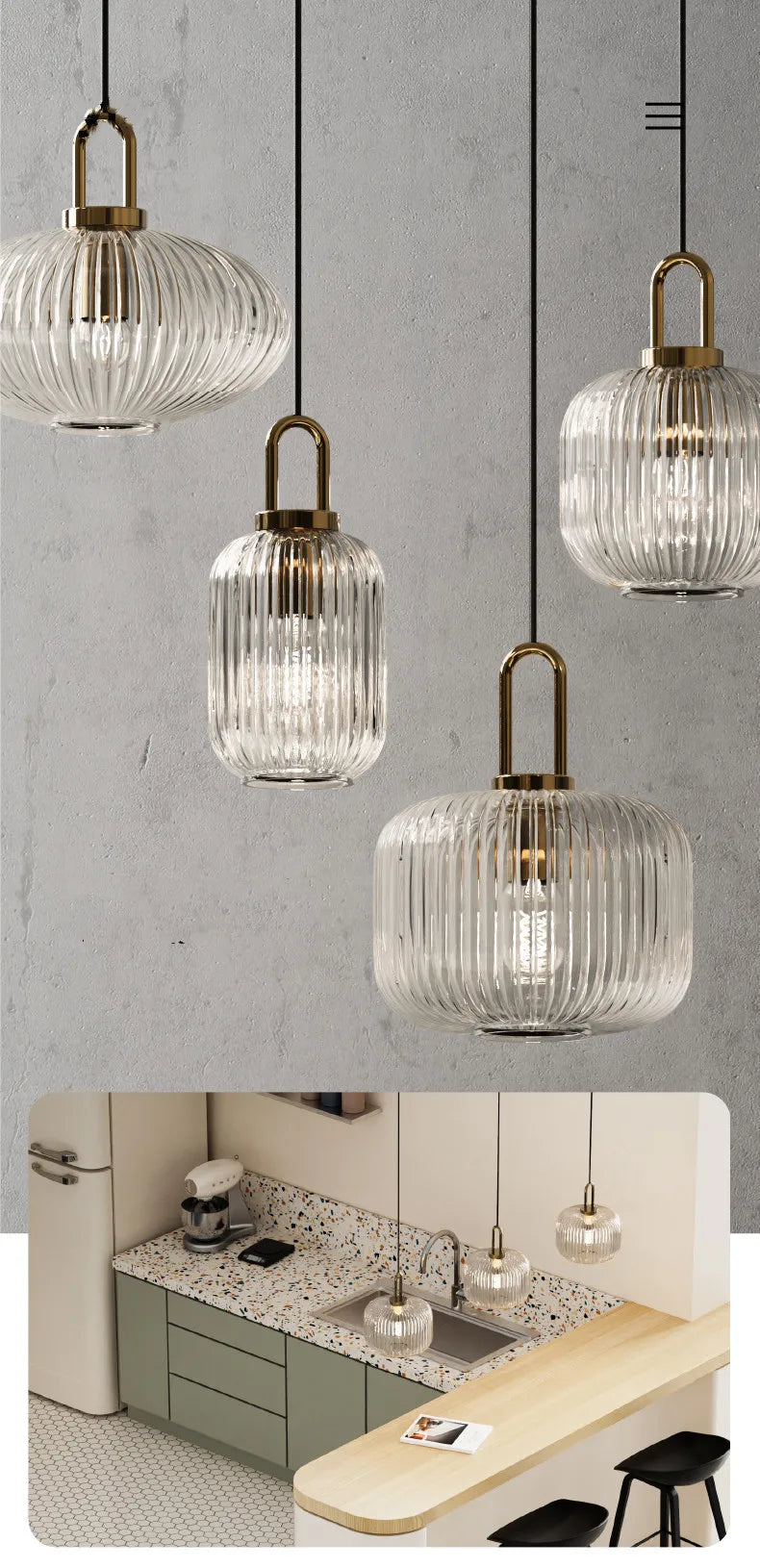 Modern Striped Glass Single Pendant Light
