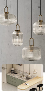 Modern Striped Glass Single Pendant Light