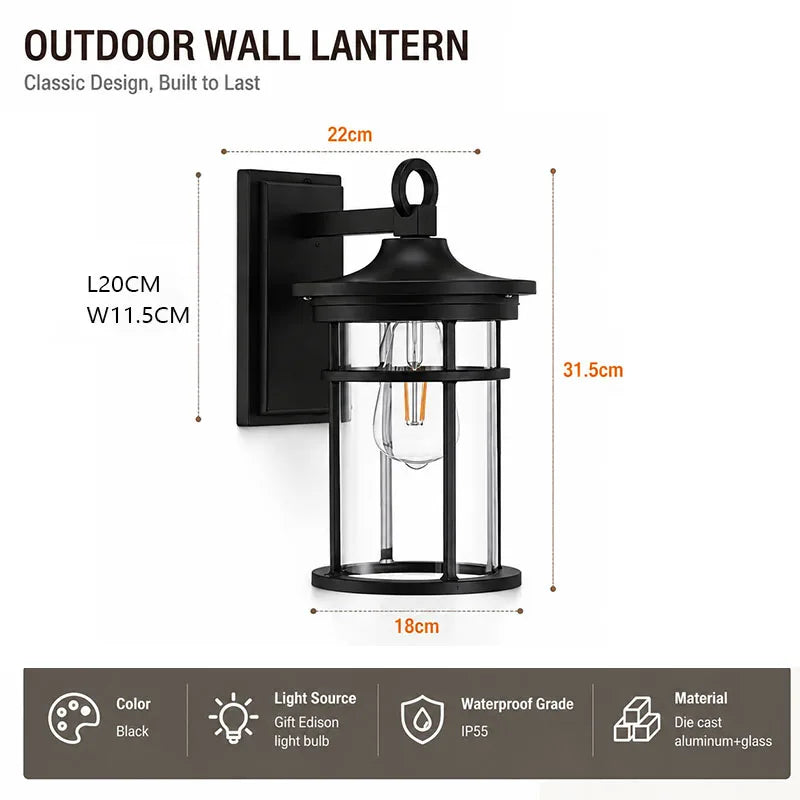 Waterproof Transparent Glass Wall Mounted Outdoor Wall Sconce Balcony Courtyard – photo 11