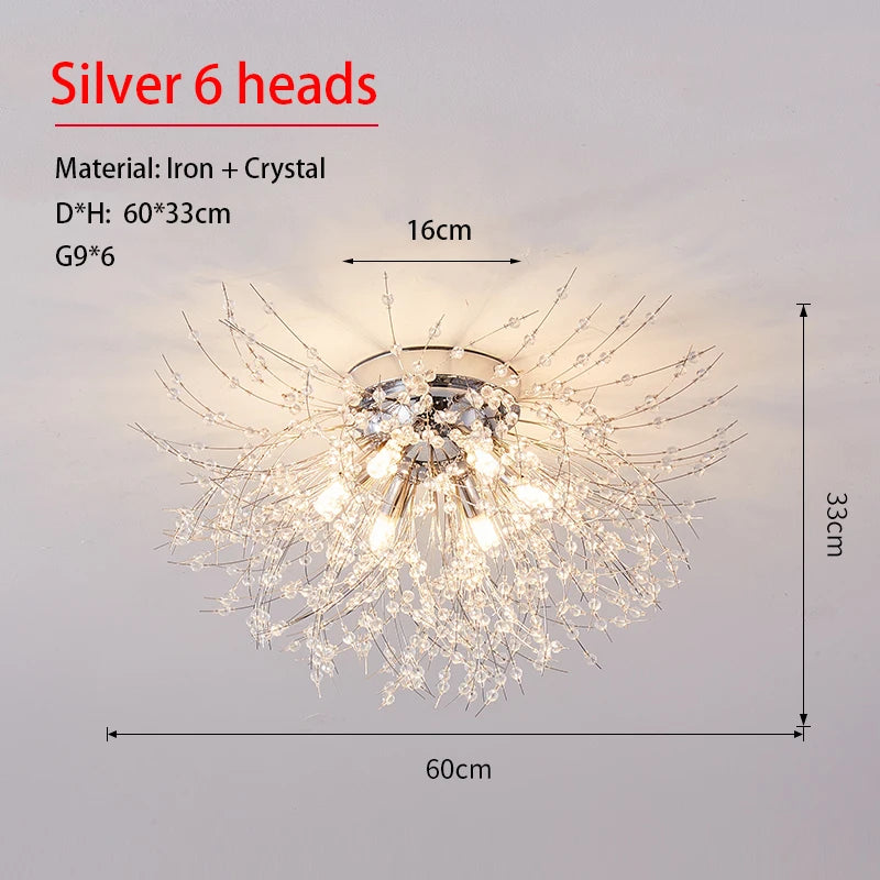 Crystal Nordic Dandelion Fireball Shape LED Ceiling Chandelier Light Living Room Bedroom – photo 9