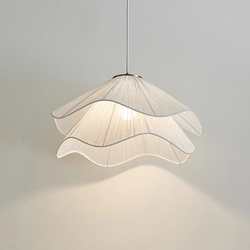 Nordic Wabi Sabi Fabric LED Chandelier Pendant Light Living Room Bedroom