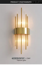 Nordic Luxury Crystal Stainless Steel Black Gold LED Wall Light – photo 8