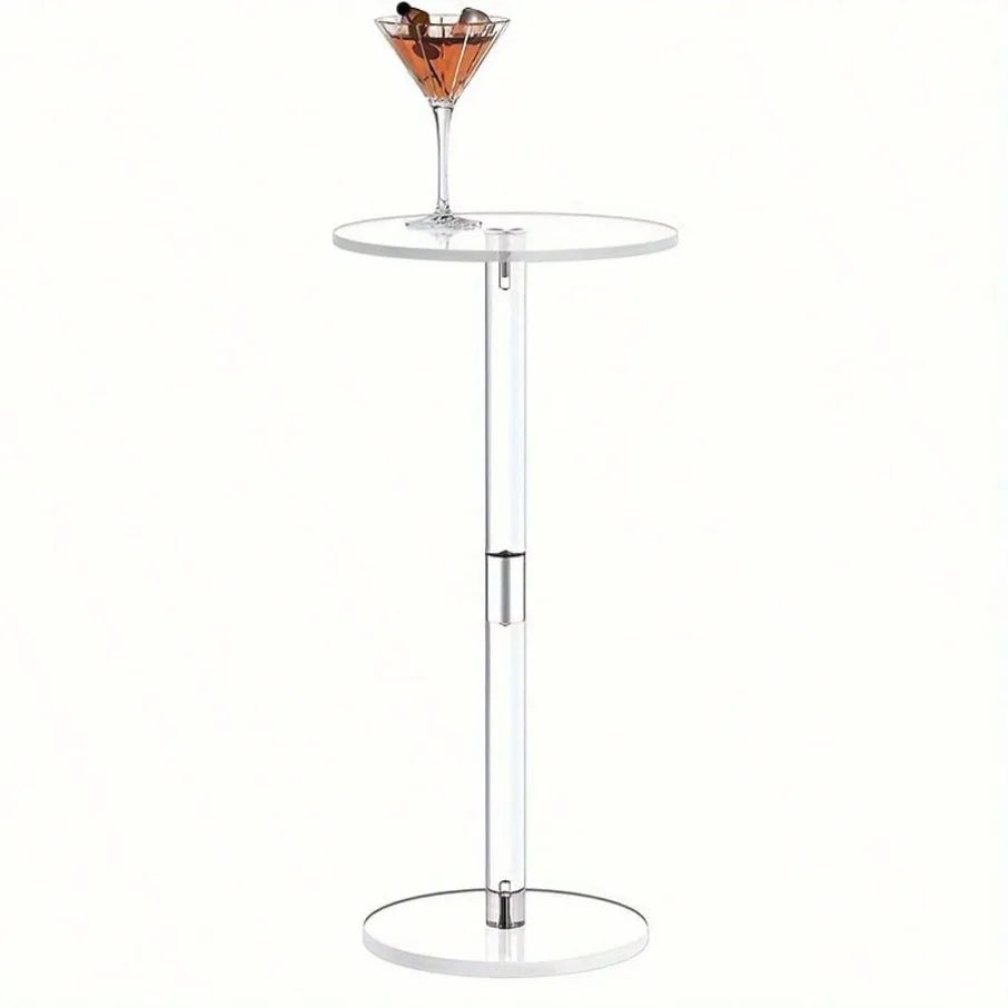 Transparent Acrylic Round Foldable Space Saving Side Coffee Table Living Room