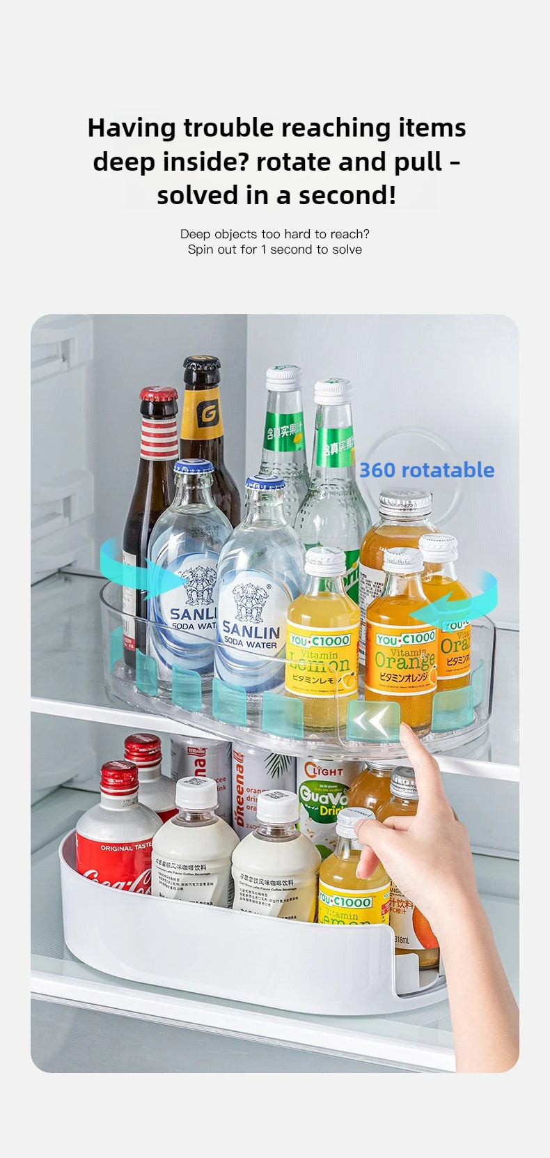 360° Rotating Refrigerator Storage Organizer