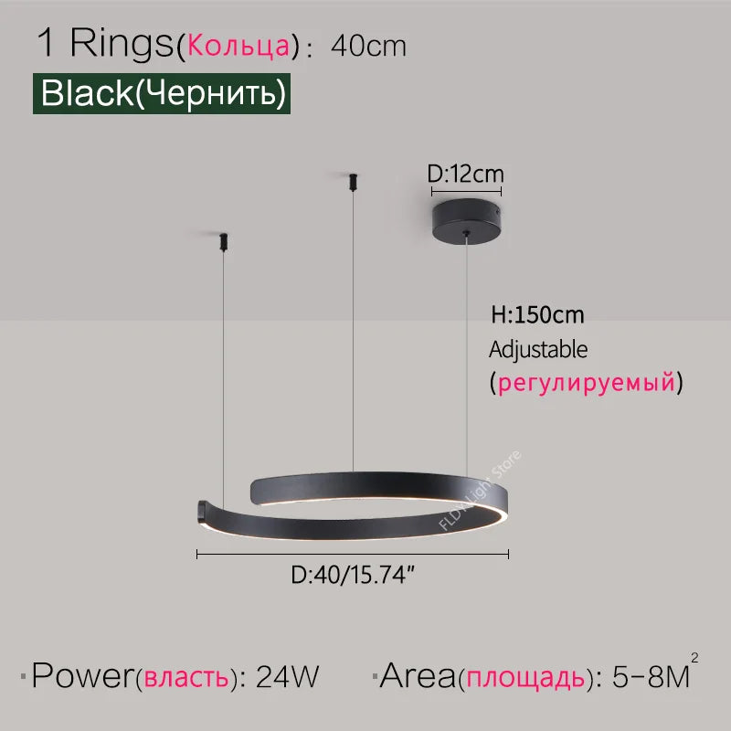 Dimmable Nordic Modern Round Ring LED Pendant Light Chandelier Living Room Bedroom – photo 20