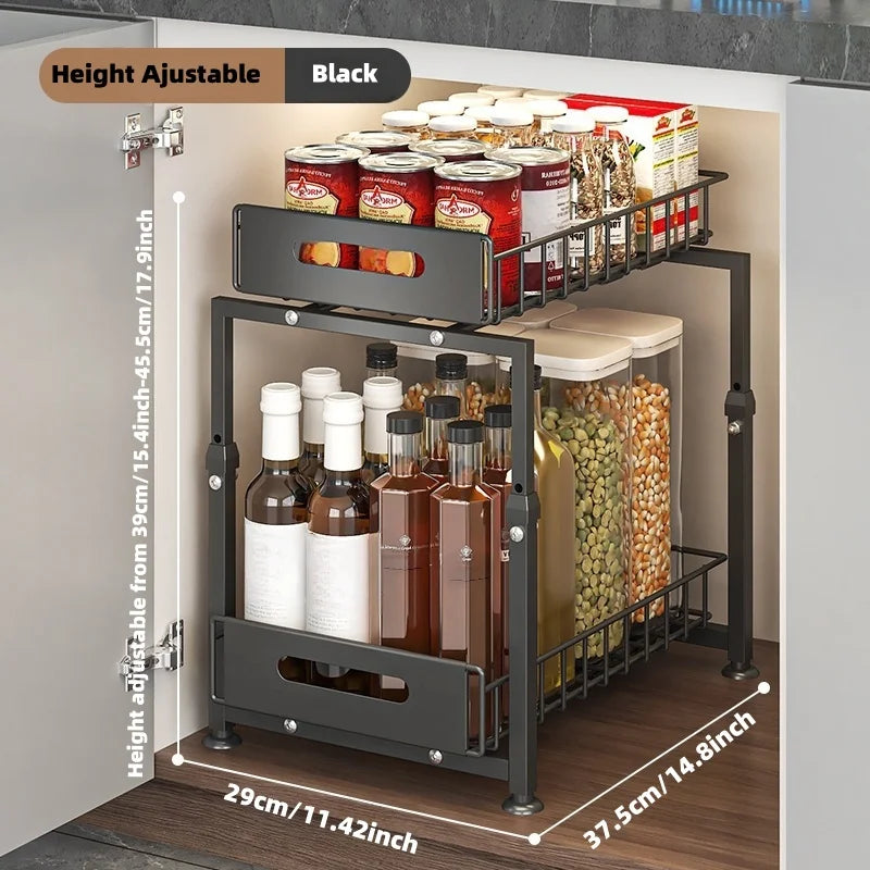 2-Tier Pull-Out Under-Sink Cabinet Organizer