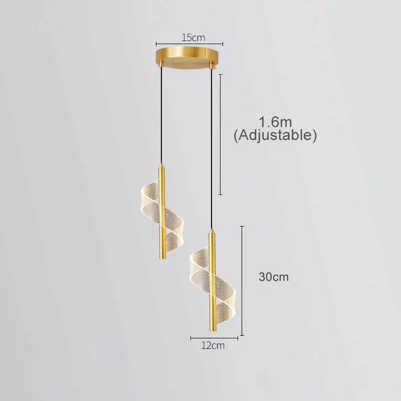 Adjustable Gold Black Metal LED Pendant Light Living Room Bedroom Cafe Bar – photo 9