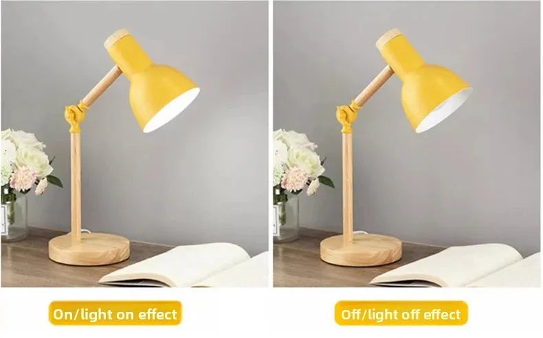 Adjustable Nordic Wooden LED Desk Lamp