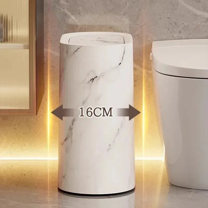 Nordic Marble-Style Slim Press-Top Trash Can